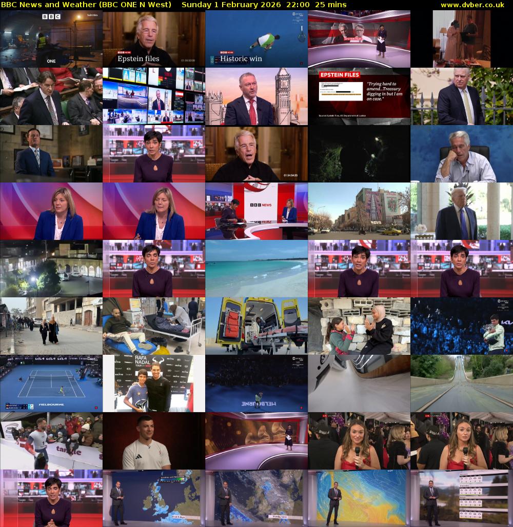 BBC News and Weather (BBC ONE N West) Sunday 1 February 2026 22:00 - 22:25