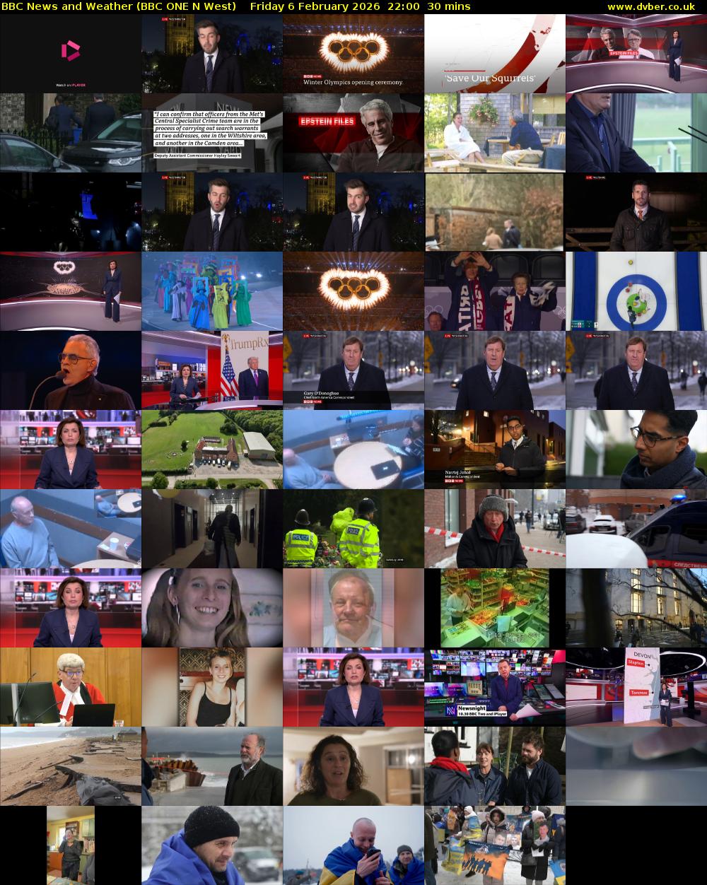 BBC News and Weather (BBC ONE N West) Friday 6 February 2026 22:00 - 22:30