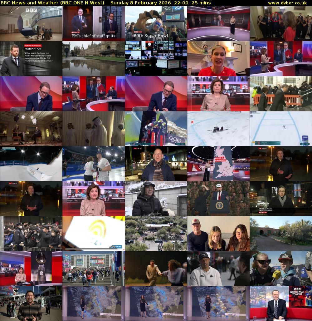BBC News and Weather (BBC ONE N West) Sunday 8 February 2026 22:00 - 22:25