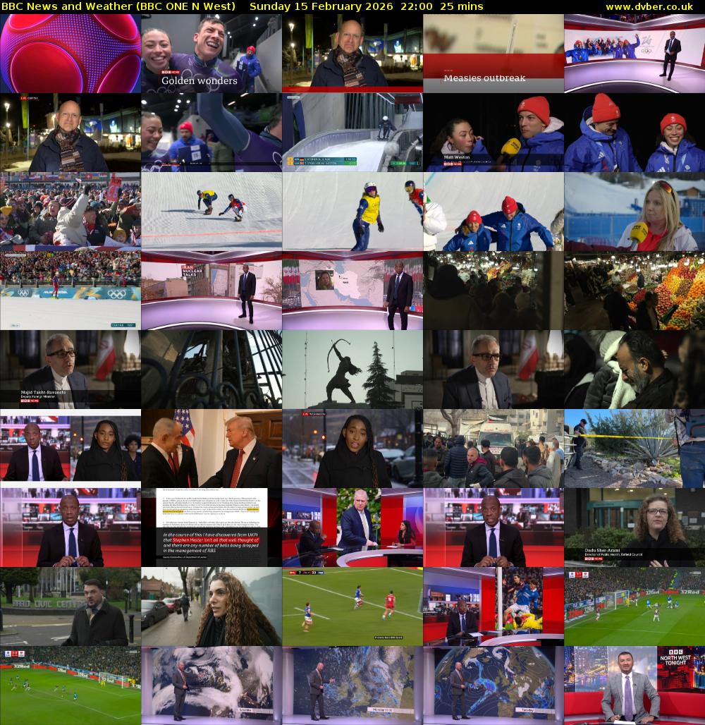 BBC News and Weather (BBC ONE N West) Sunday 15 February 2026 22:00 - 22:25