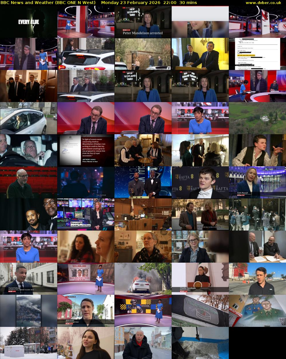 BBC News and Weather (BBC ONE N West) Monday 23 February 2026 22:00 - 22:30