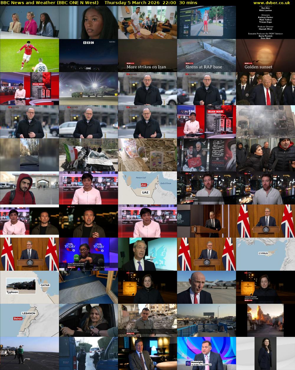 BBC News and Weather (BBC ONE N West) Thursday 5 March 2026 22:00 - 22:30