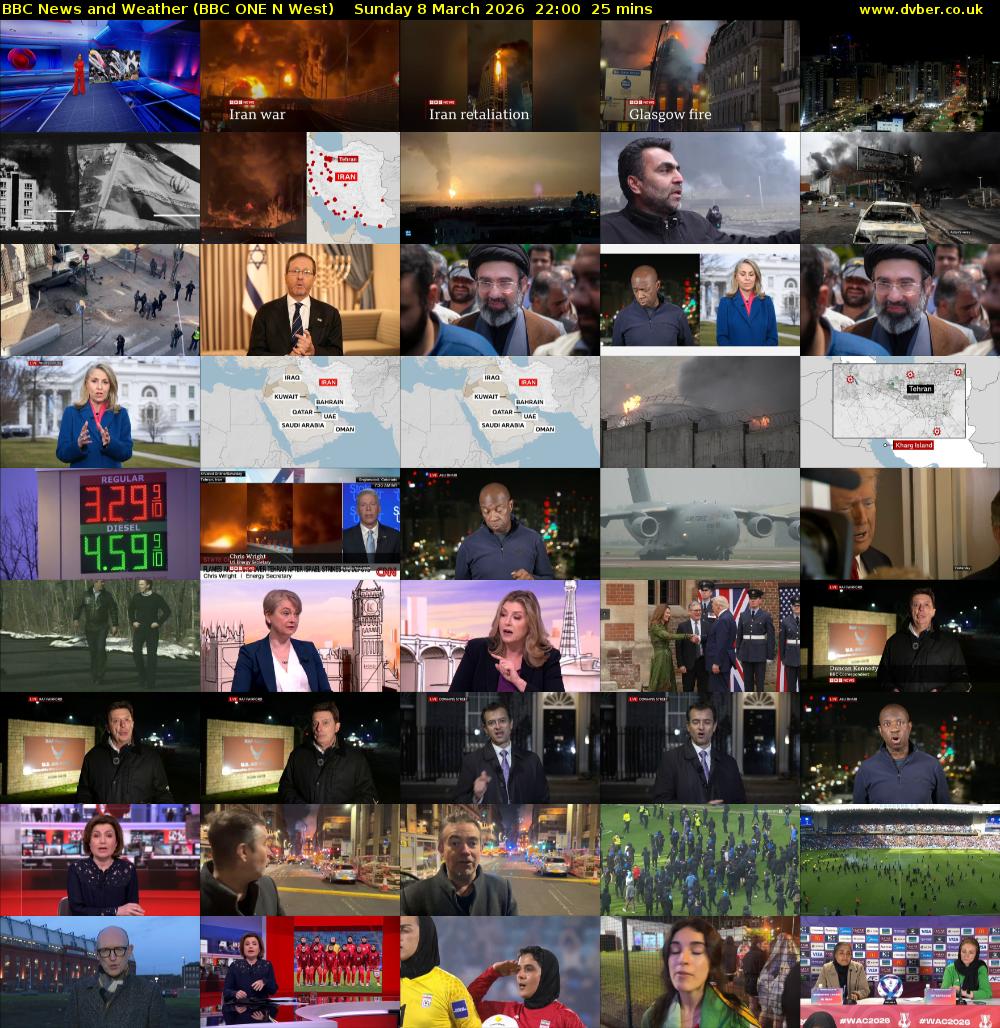 BBC News and Weather (BBC ONE N West) Sunday 8 March 2026 22:00 - 22:25