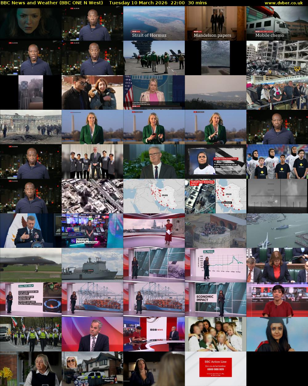 BBC News and Weather (BBC ONE N West) Tuesday 10 March 2026 22:00 - 22:30