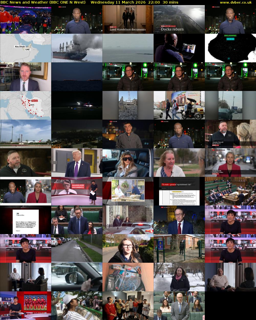 BBC News and Weather (BBC ONE N West) Wednesday 11 March 2026 22:00 - 22:30
