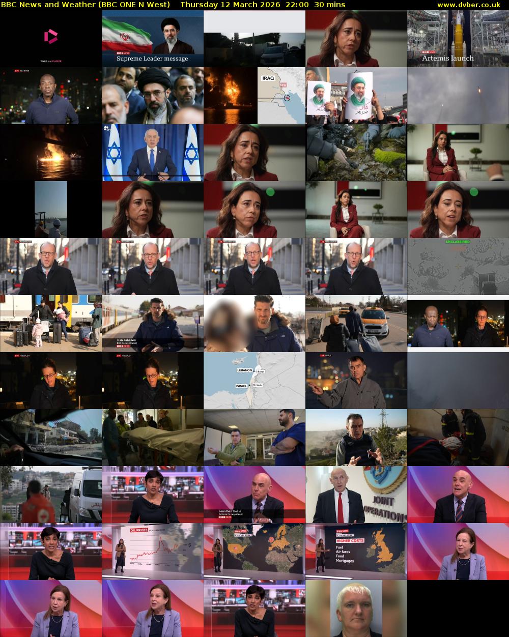 BBC News and Weather (BBC ONE N West) Thursday 12 March 2026 22:00 - 22:30