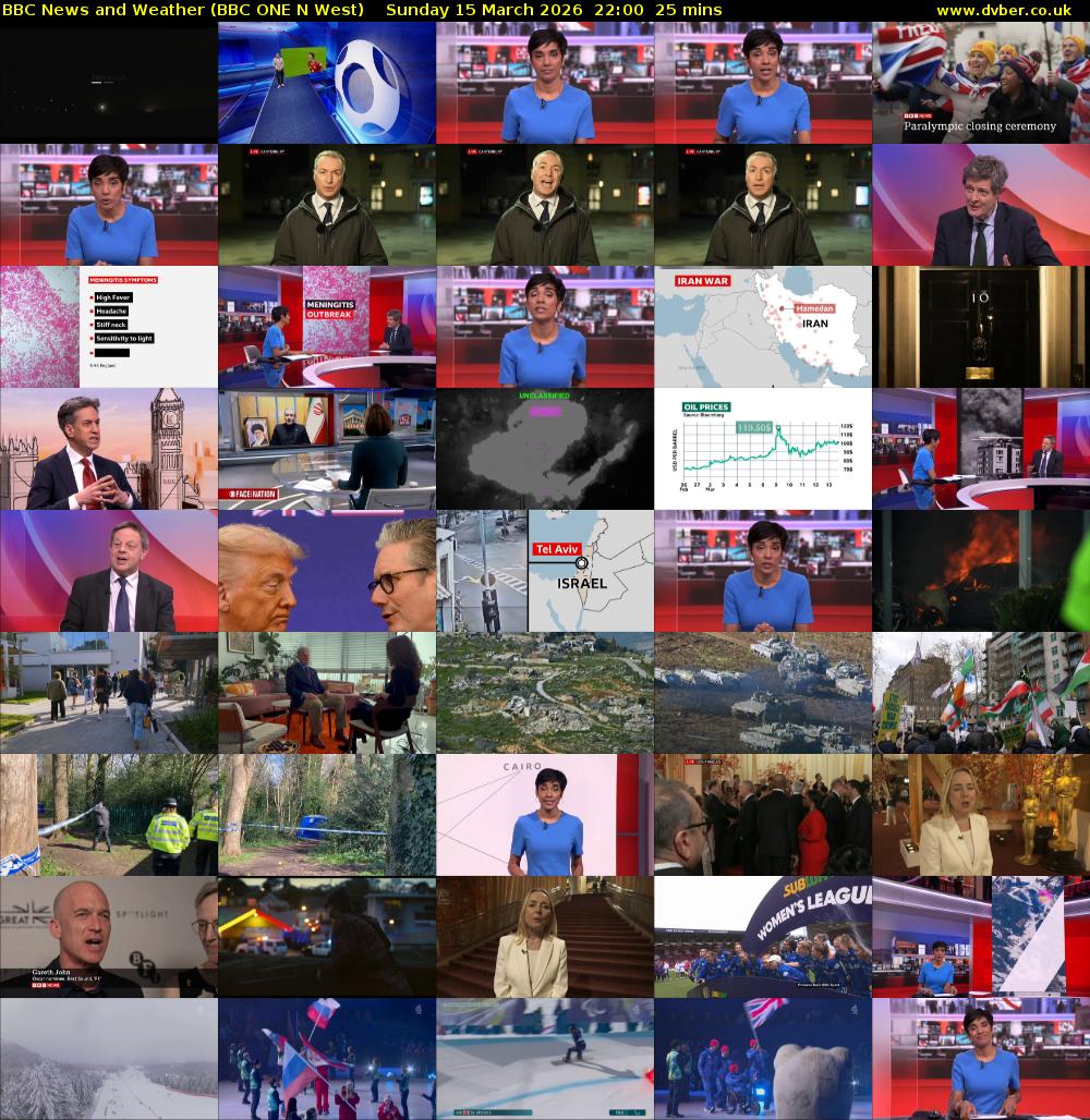 BBC News and Weather (BBC ONE N West) Sunday 15 March 2026 22:00 - 22:25