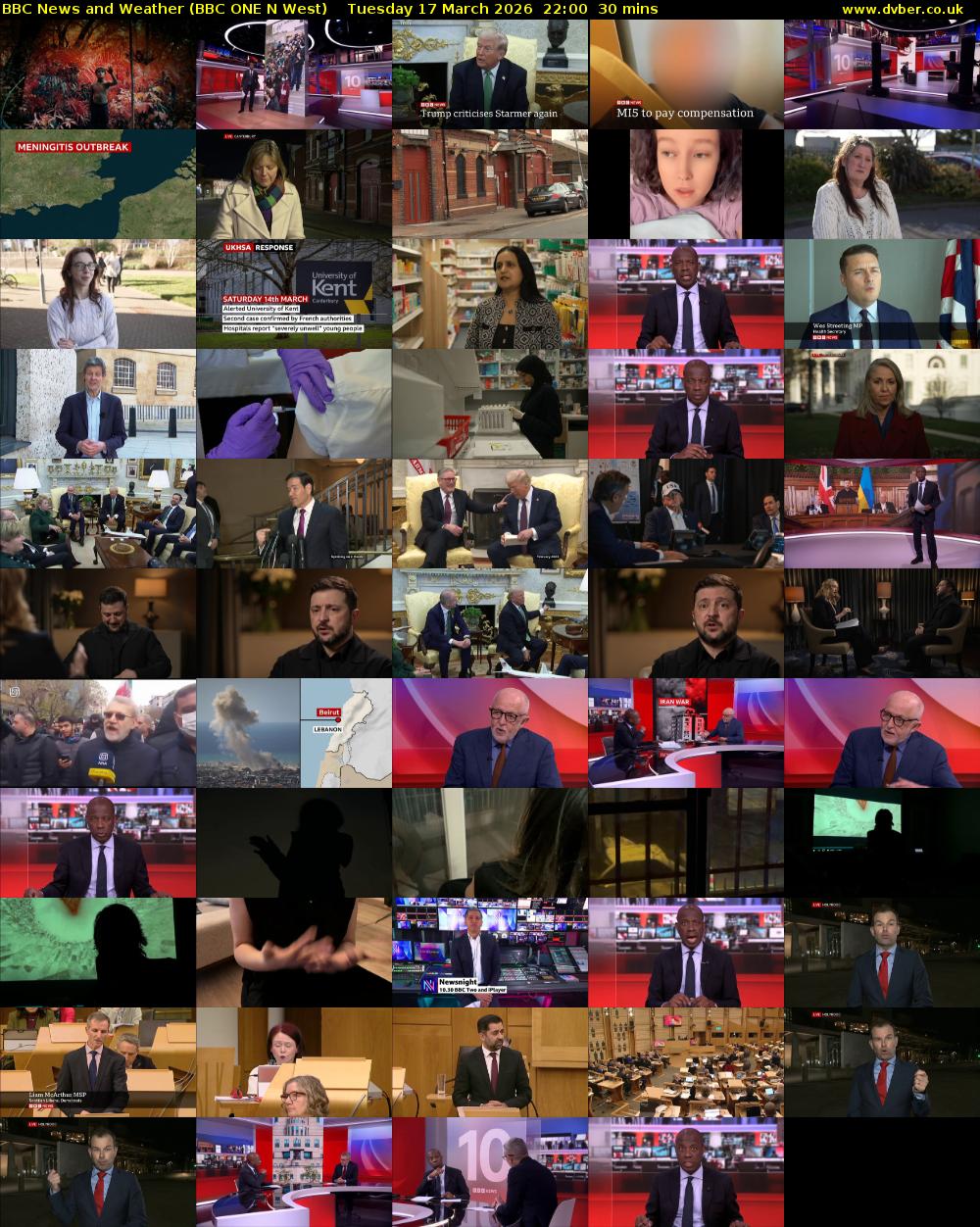 BBC News and Weather (BBC ONE N West) Tuesday 17 March 2026 22:00 - 22:30