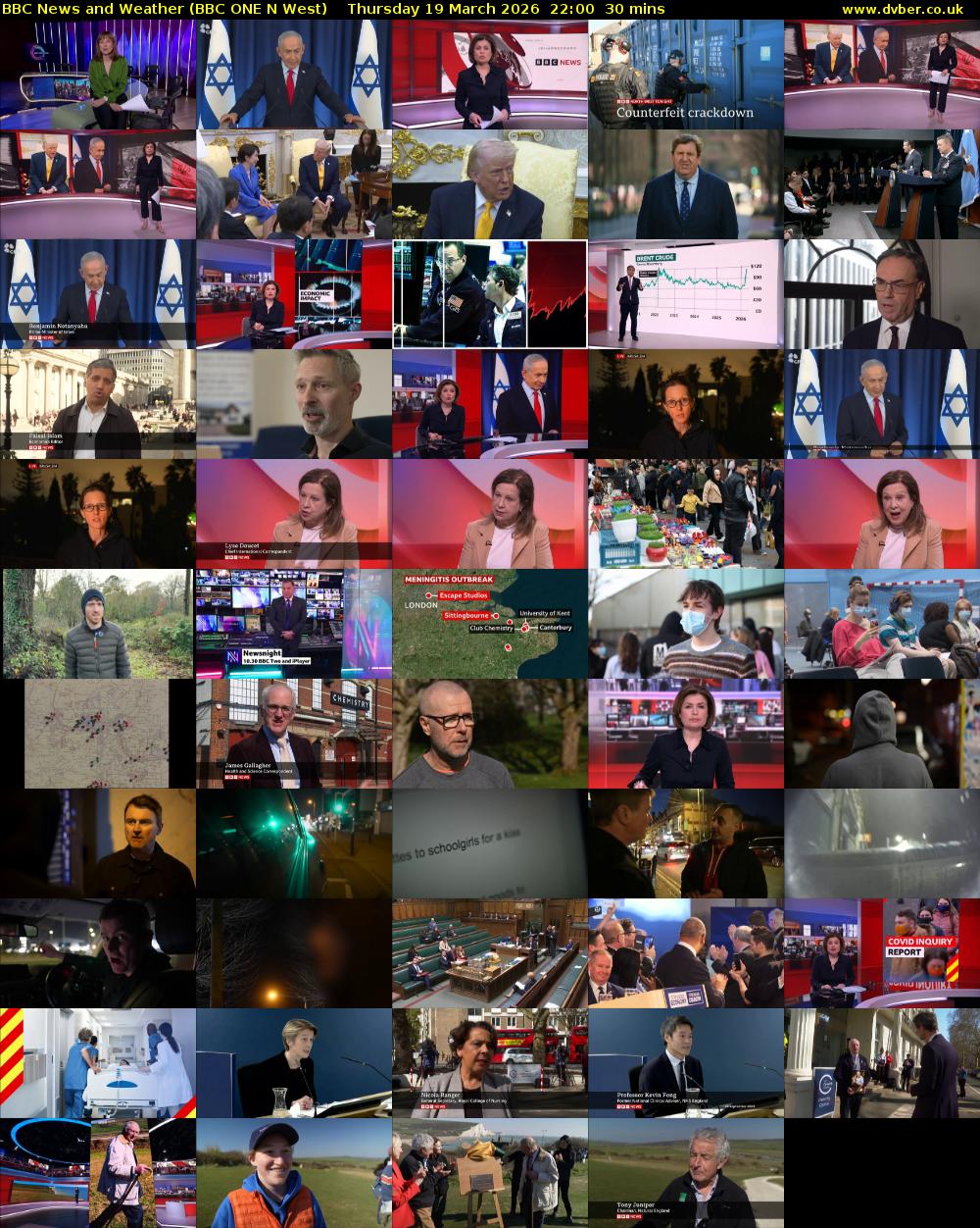 BBC News and Weather (BBC ONE N West) Thursday 19 March 2026 22:00 - 22:30