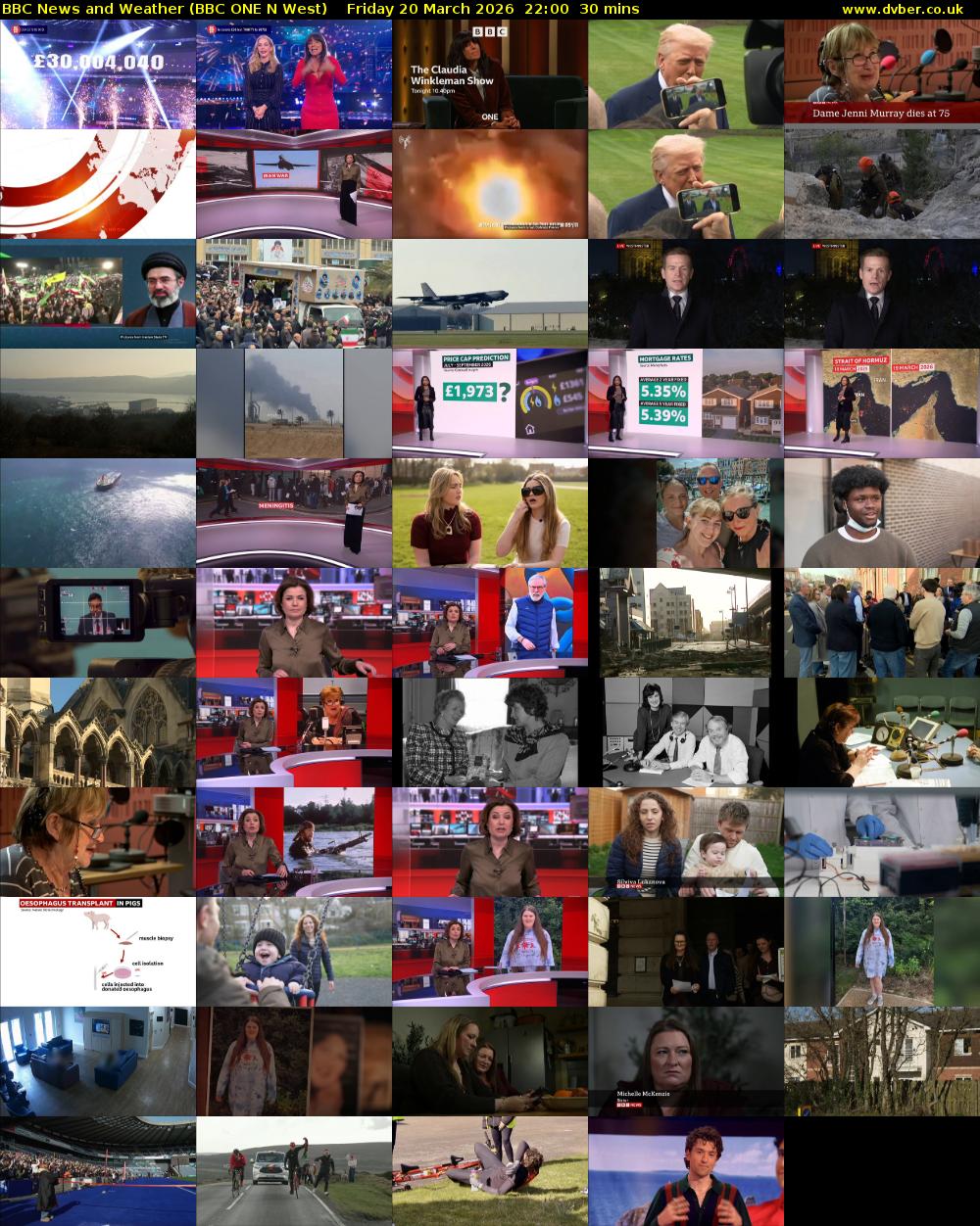 BBC News and Weather (BBC ONE N West) Friday 20 March 2026 22:00 - 22:30