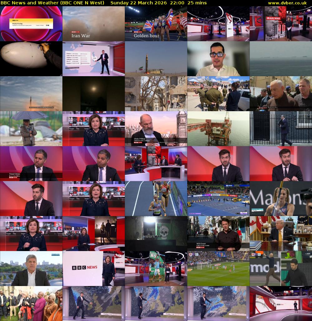 BBC News and Weather (BBC ONE N West) Sunday 22 March 2026 22:00 - 22:25