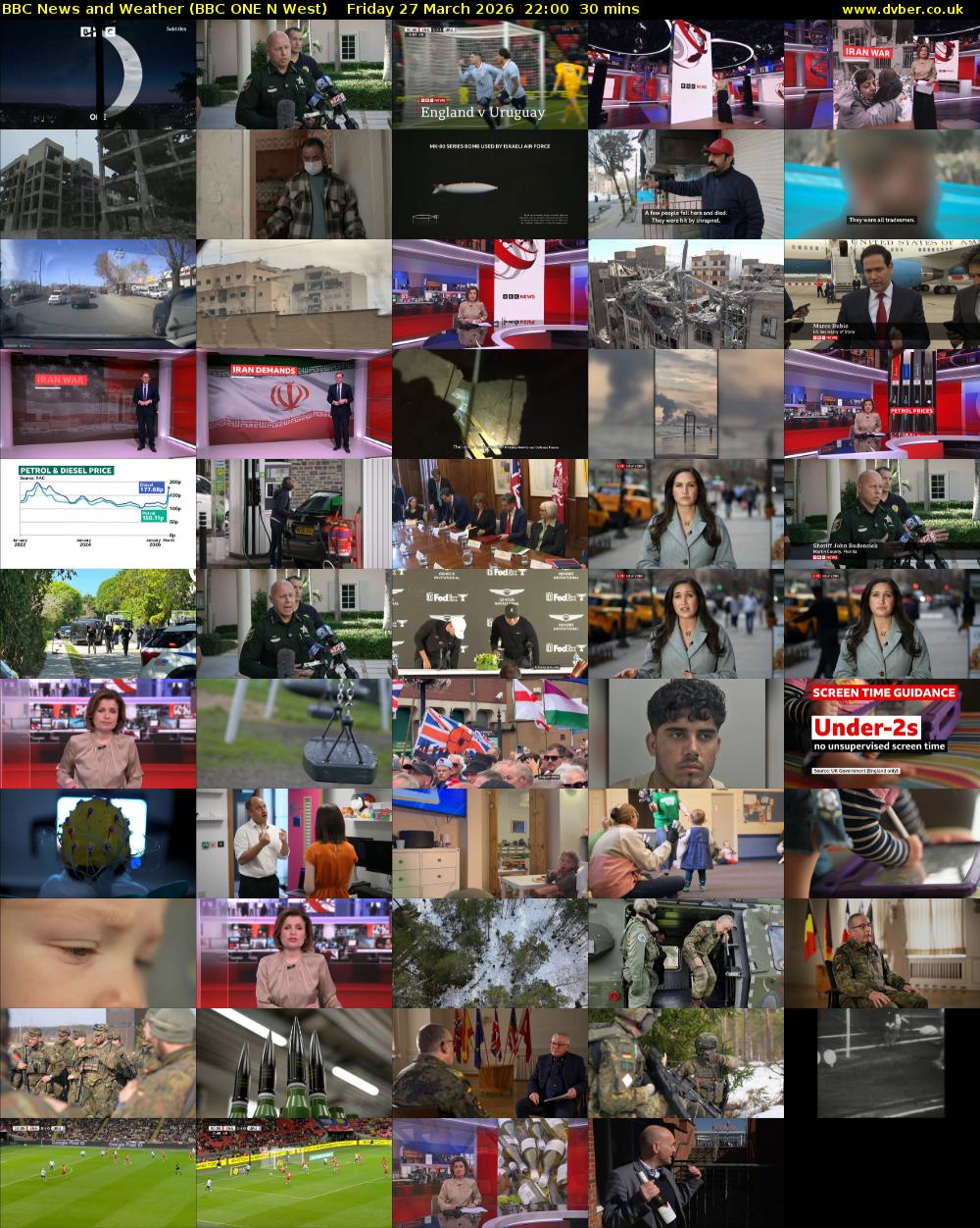 BBC News and Weather (BBC ONE N West) Friday 27 March 2026 22:00 - 22:30