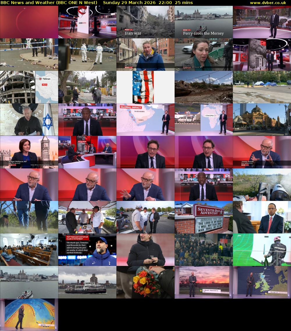 BBC News and Weather (BBC ONE N West) Sunday 29 March 2026 22:00 - 22:25