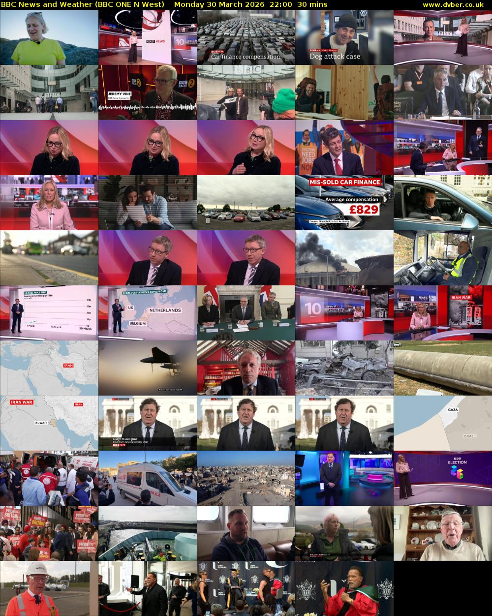 BBC News and Weather (BBC ONE N West) Monday 30 March 2026 22:00 - 22:30