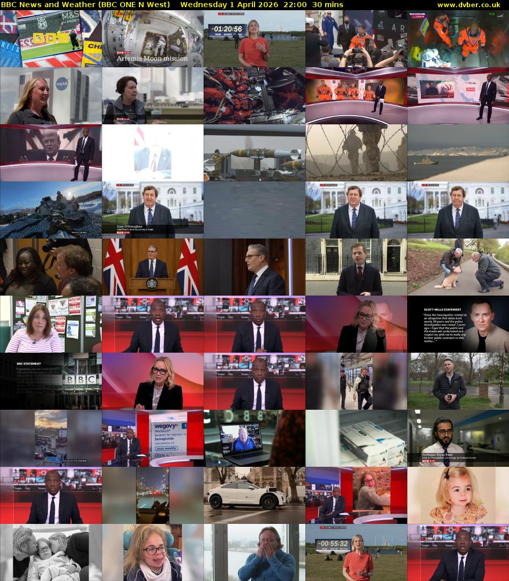 BBC News and Weather (BBC ONE N West) Wednesday 1 April 2026 22:00 - 22:30