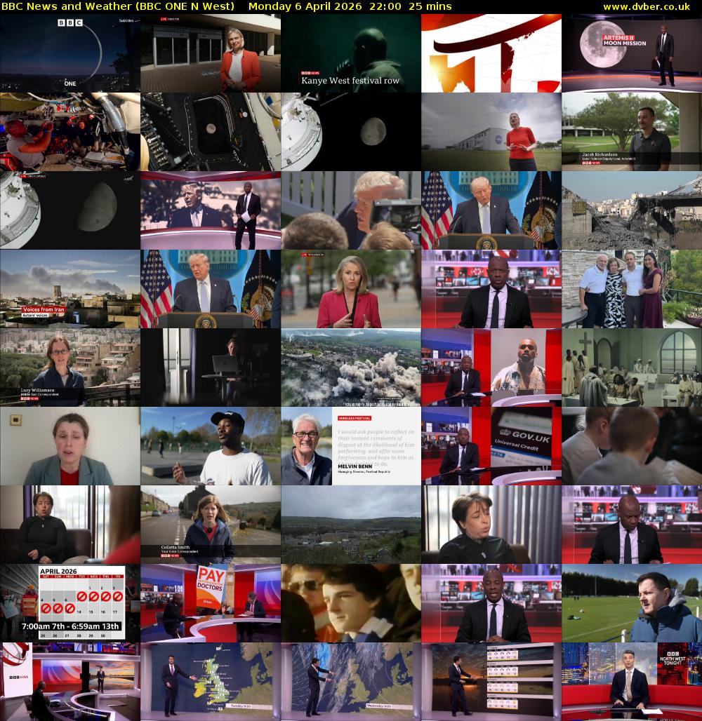 BBC News and Weather (BBC ONE N West) Monday 6 April 2026 22:00 - 22:25