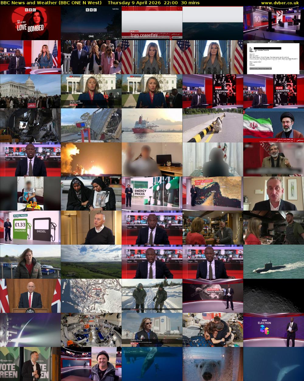 BBC News and Weather (BBC ONE N West) Thursday 9 April 2026 22:00 - 22:30