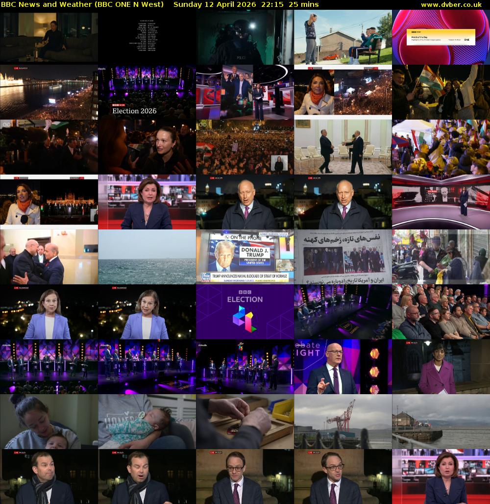 BBC News and Weather (BBC ONE N West) Sunday 12 April 2026 22:15 - 22:40