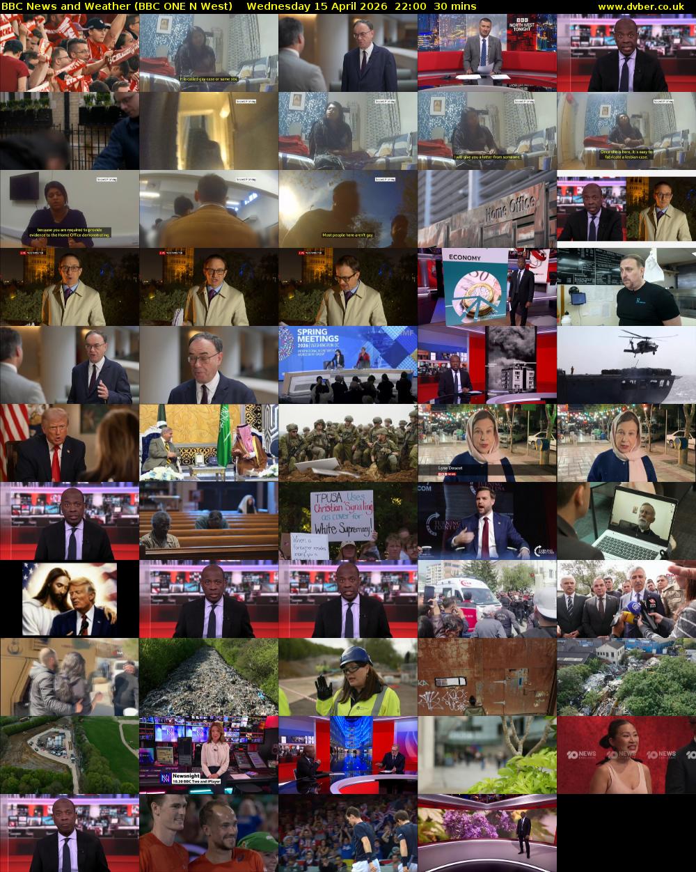 BBC News and Weather (BBC ONE N West) Wednesday 15 April 2026 22:00 - 22:30