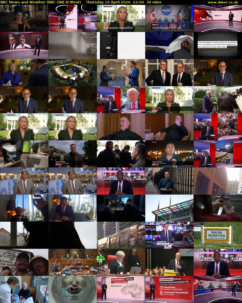 BBC News and Weather (BBC ONE N West) Thursday 16 April 2026 22:00 - 22:30