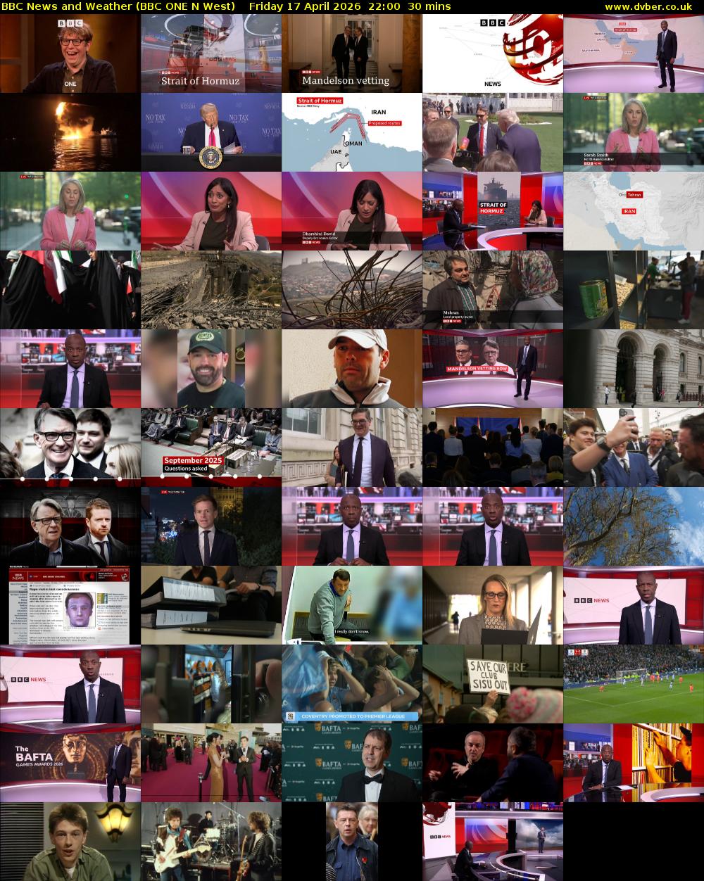 BBC News and Weather (BBC ONE N West) Friday 17 April 2026 22:00 - 22:30