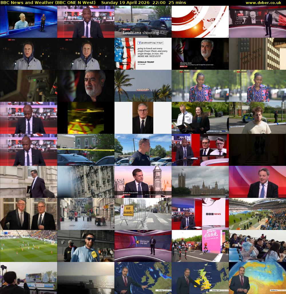 BBC News and Weather (BBC ONE N West) Sunday 19 April 2026 22:00 - 22:25