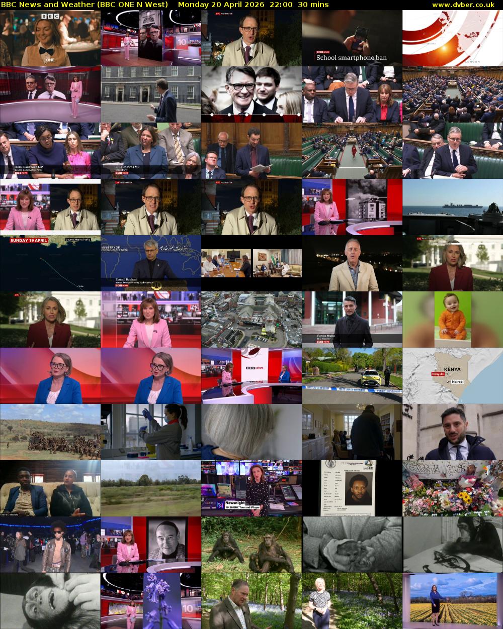 BBC News and Weather (BBC ONE N West) Monday 20 April 2026 22:00 - 22:30