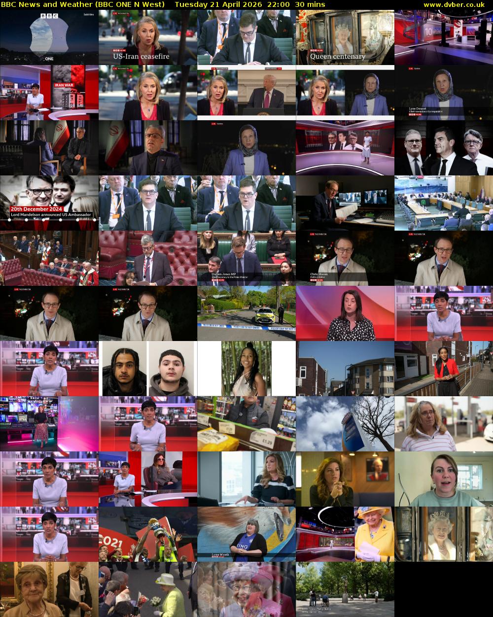 BBC News and Weather (BBC ONE N West) Tuesday 21 April 2026 22:00 - 22:30