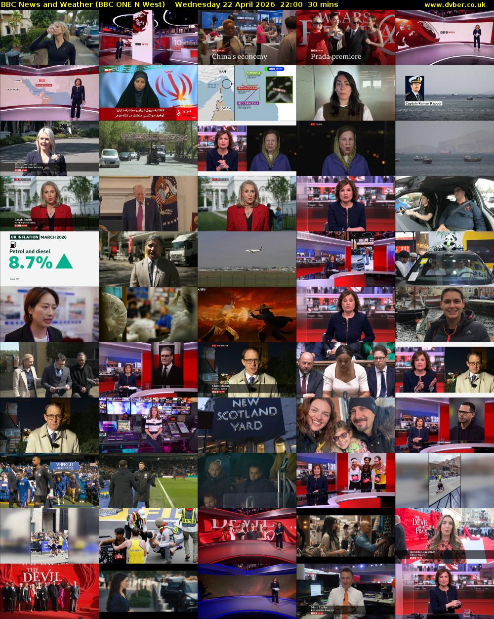 BBC News and Weather (BBC ONE N West) Wednesday 22 April 2026 22:00 - 22:30