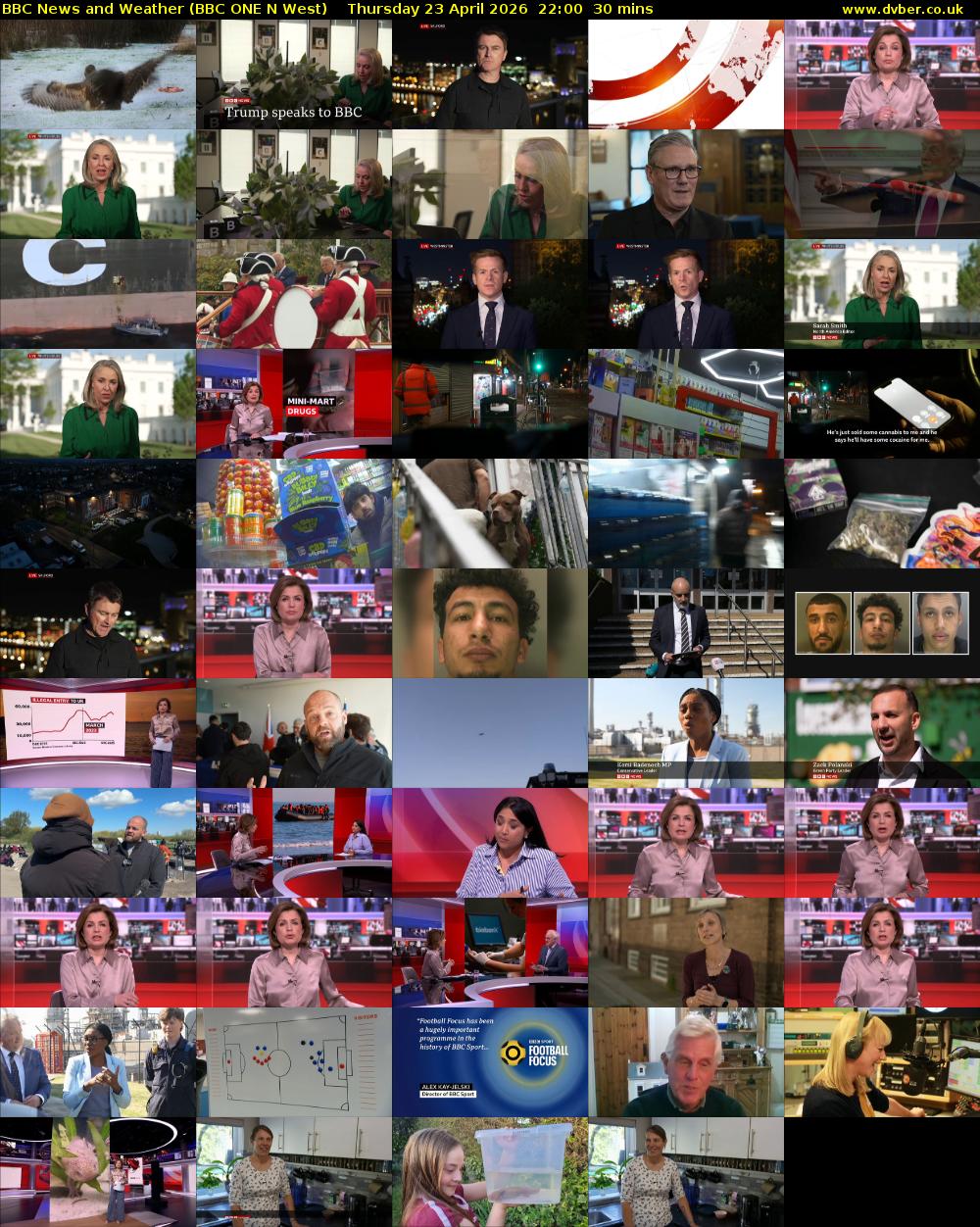 BBC News and Weather (BBC ONE N West) Thursday 23 April 2026 22:00 - 22:30