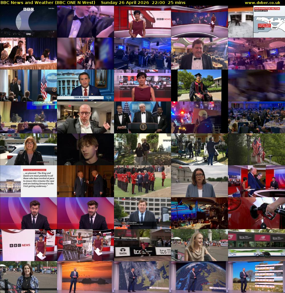 BBC News and Weather (BBC ONE N West) Sunday 26 April 2026 22:00 - 22:25