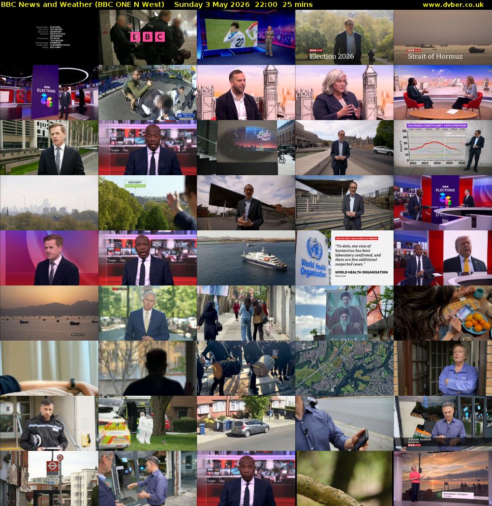 BBC News and Weather (BBC ONE N West) Sunday 3 May 2026 22:00 - 22:25