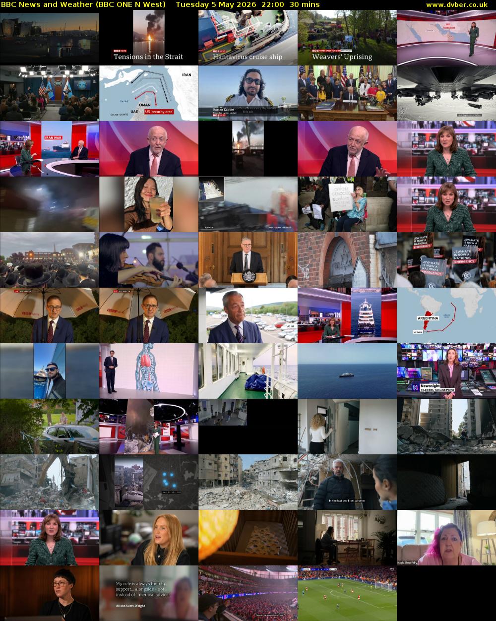 BBC News and Weather (BBC ONE N West) Tuesday 5 May 2026 22:00 - 22:30