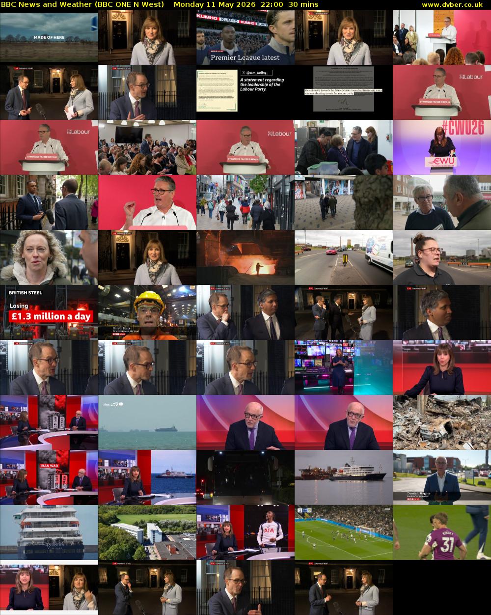 BBC News and Weather (BBC ONE N West) Monday 11 May 2026 22:00 - 22:30