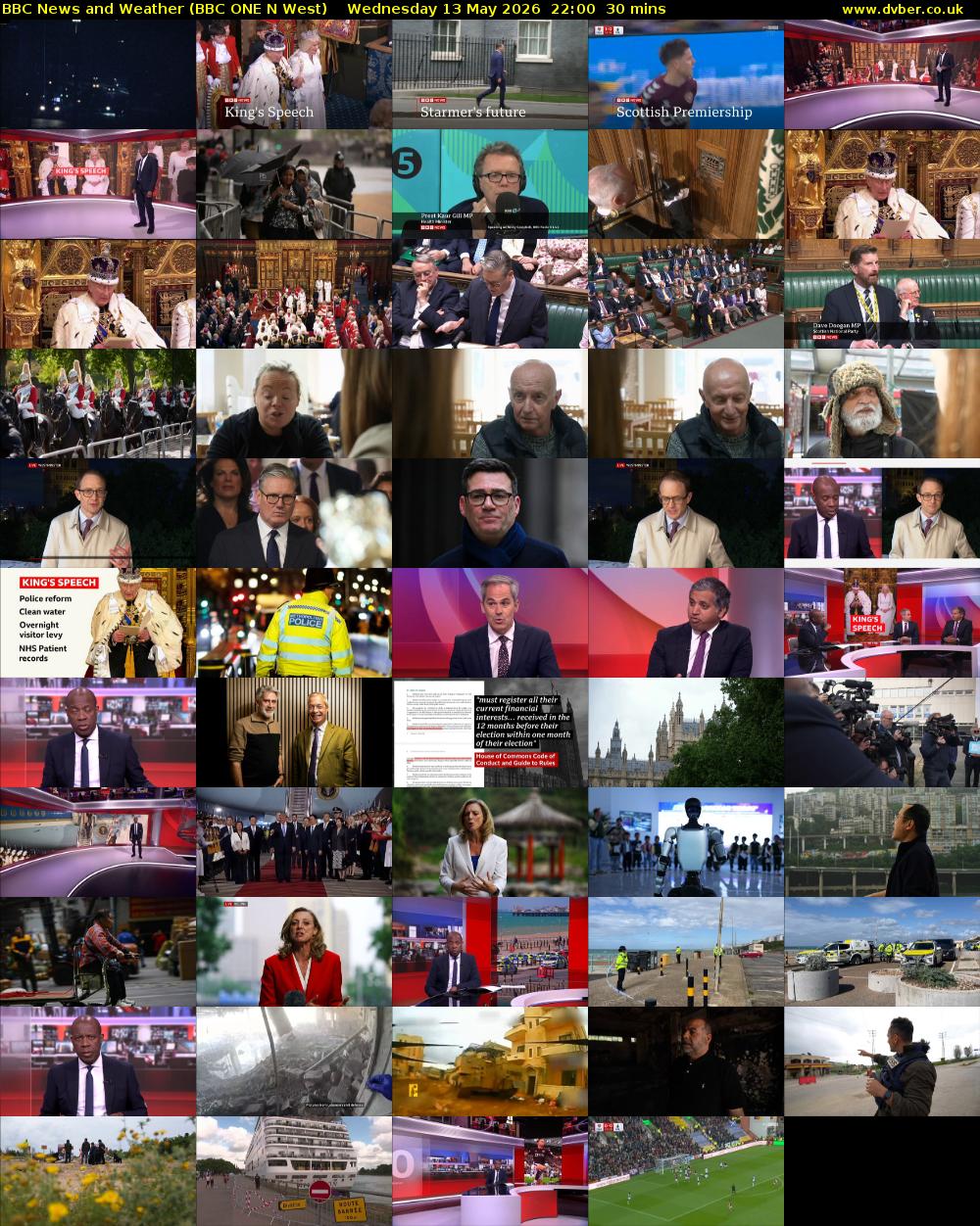 BBC News and Weather (BBC ONE N West) Wednesday 13 May 2026 22:00 - 22:30