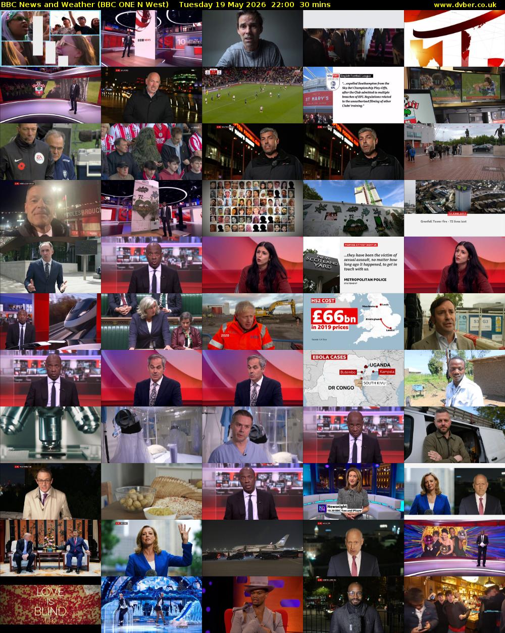 BBC News and Weather (BBC ONE N West) Tuesday 19 May 2026 22:00 - 22:30