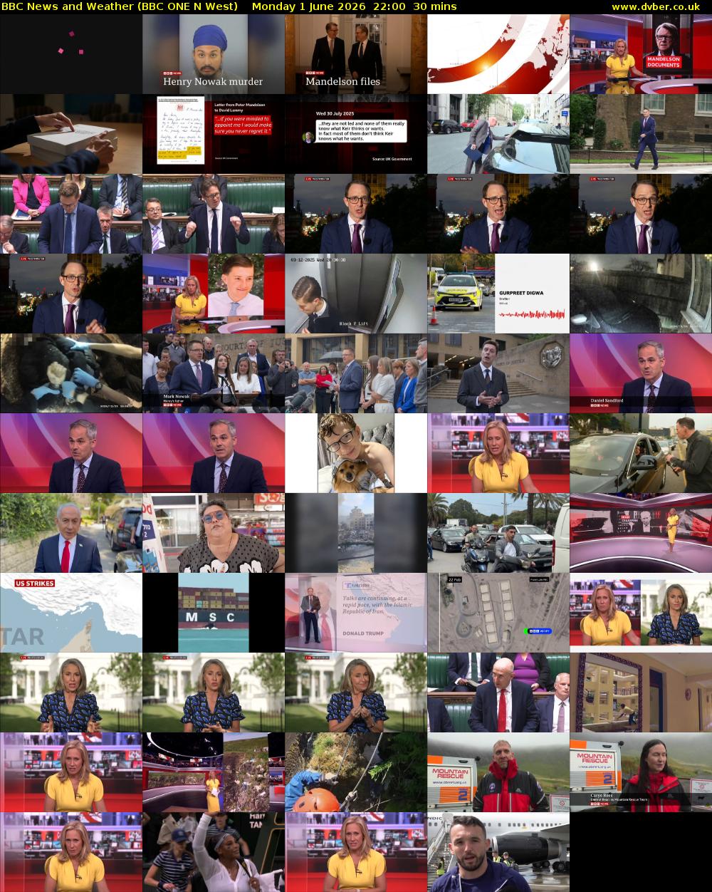 BBC News and Weather (BBC ONE N West) Monday 1 June 2026 22:00 - 22:30