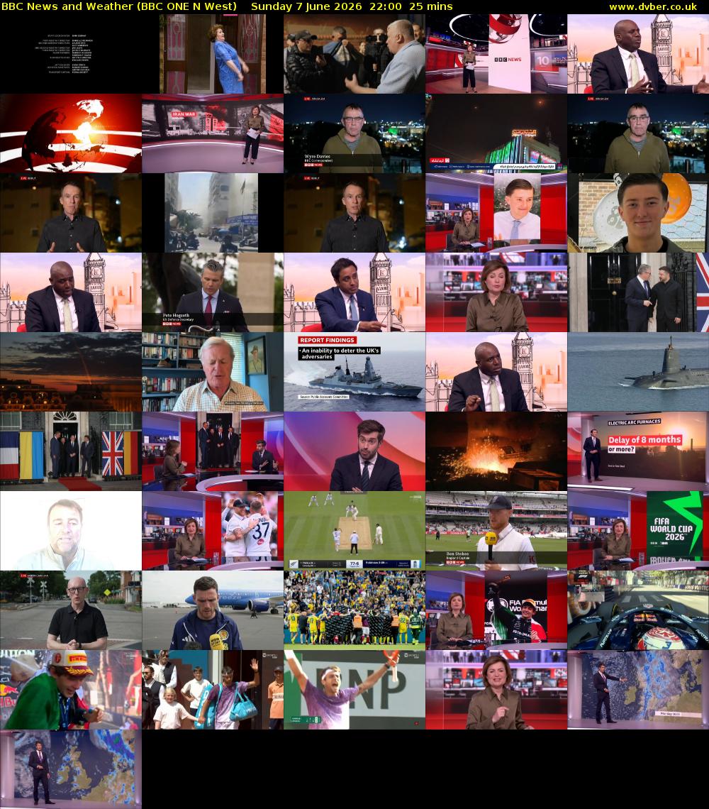 BBC News and Weather (BBC ONE N West) Sunday 7 June 2026 22:00 - 22:25