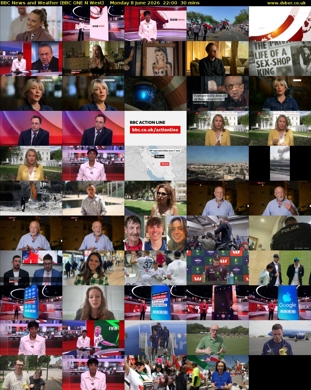 BBC News and Weather (BBC ONE N West) Monday 8 June 2026 22:00 - 22:30