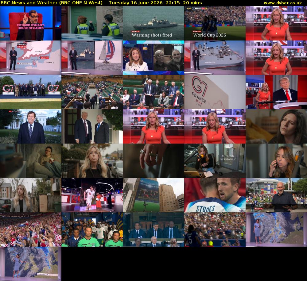 BBC News and Weather (BBC ONE N West) Tuesday 16 June 2026 22:15 - 22:35