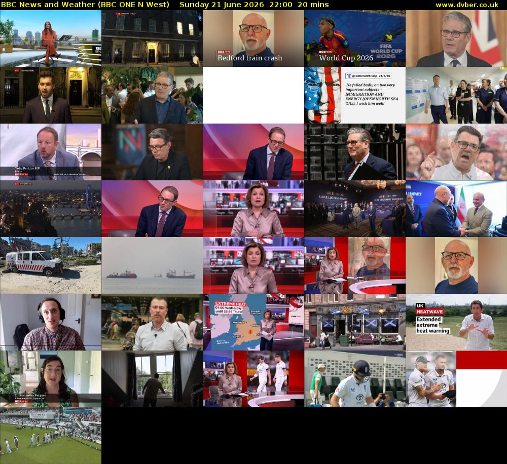 BBC News and Weather (BBC ONE N West) Sunday 21 June 2026 22:00 - 22:20