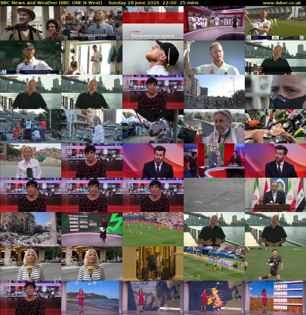 BBC News and Weather (BBC ONE N West) Sunday 28 June 2026 22:00 - 22:25