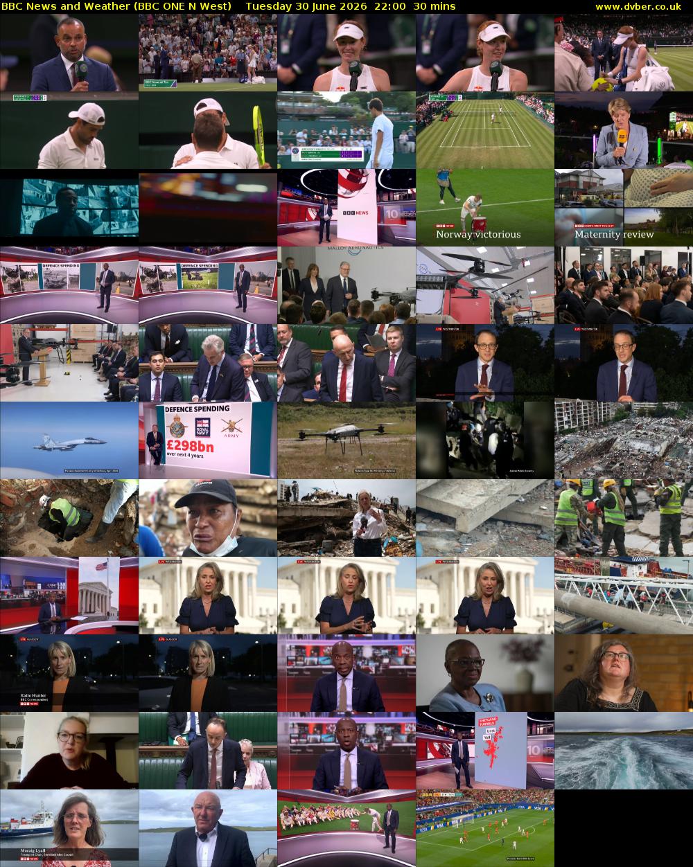 BBC News and Weather (BBC ONE N West) Tuesday 30 June 2026 22:00 - 22:30