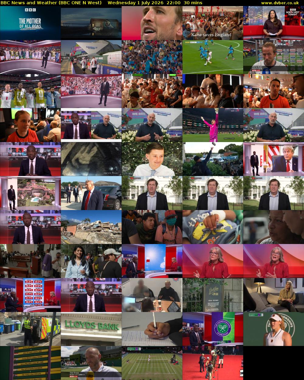 BBC News and Weather (BBC ONE N West) Wednesday 1 July 2026 22:00 - 22:30