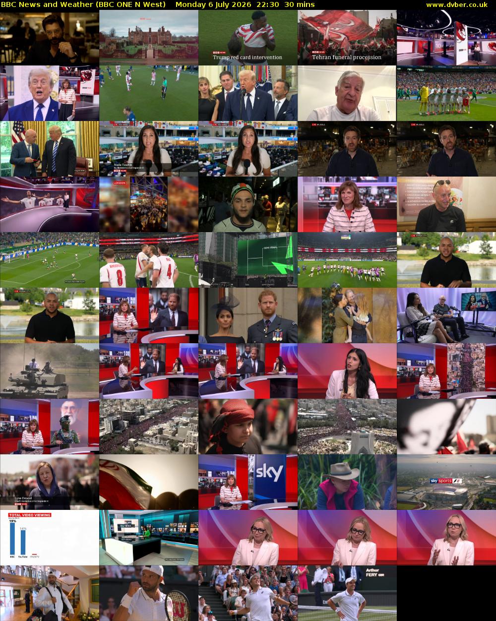 BBC News and Weather (BBC ONE N West) Monday 6 July 2026 22:30 - 23:00