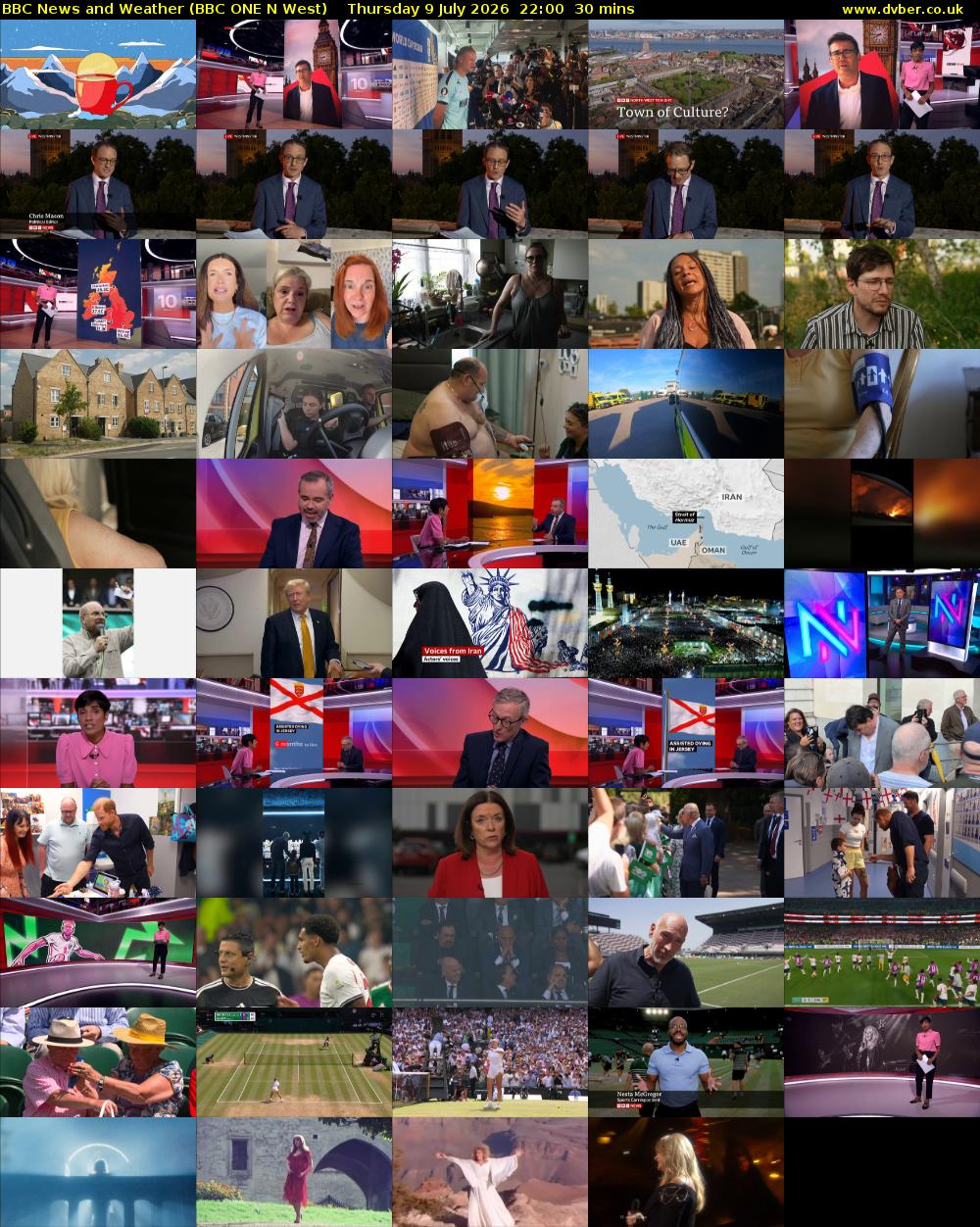 BBC News and Weather (BBC ONE N West) Thursday 9 July 2026 22:00 - 22:30
