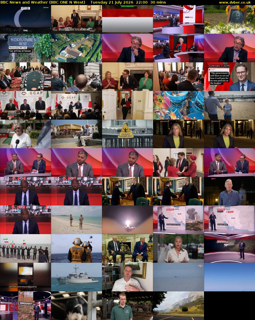 BBC News and Weather (BBC ONE N West) Tuesday 21 July 2026 22:00 - 22:30