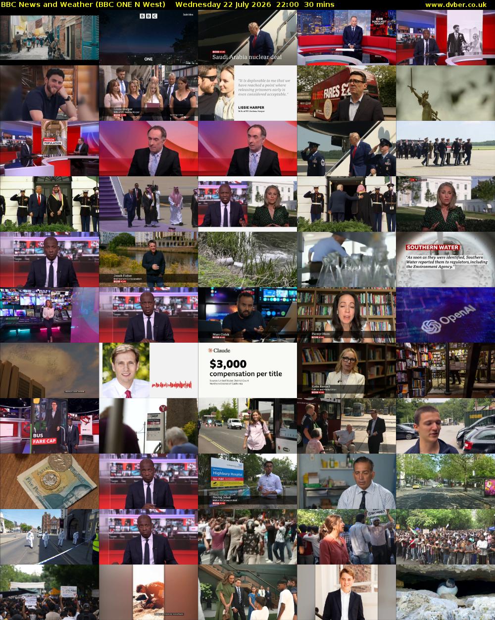 BBC News and Weather (BBC ONE N West) Wednesday 22 July 2026 22:00 - 22:30