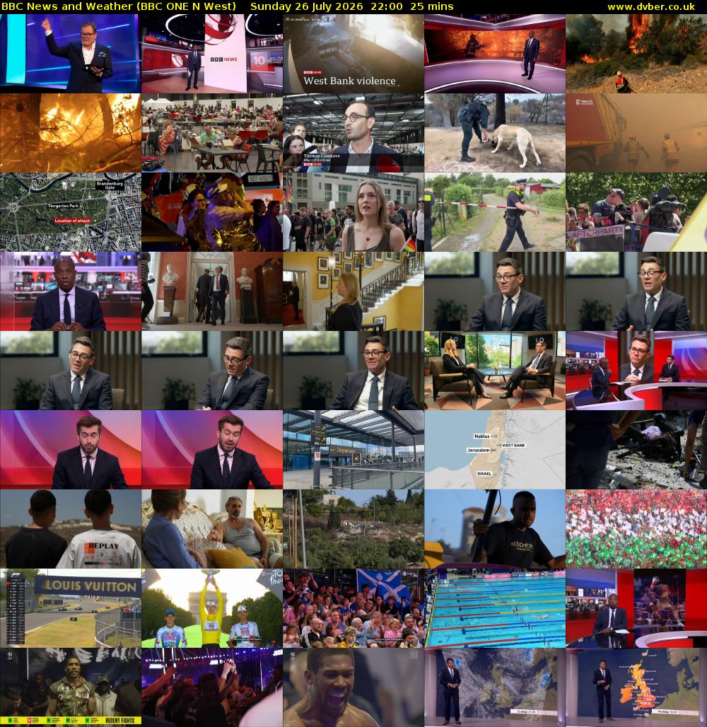 BBC News and Weather (BBC ONE N West) Sunday 26 July 2026 22:00 - 22:25