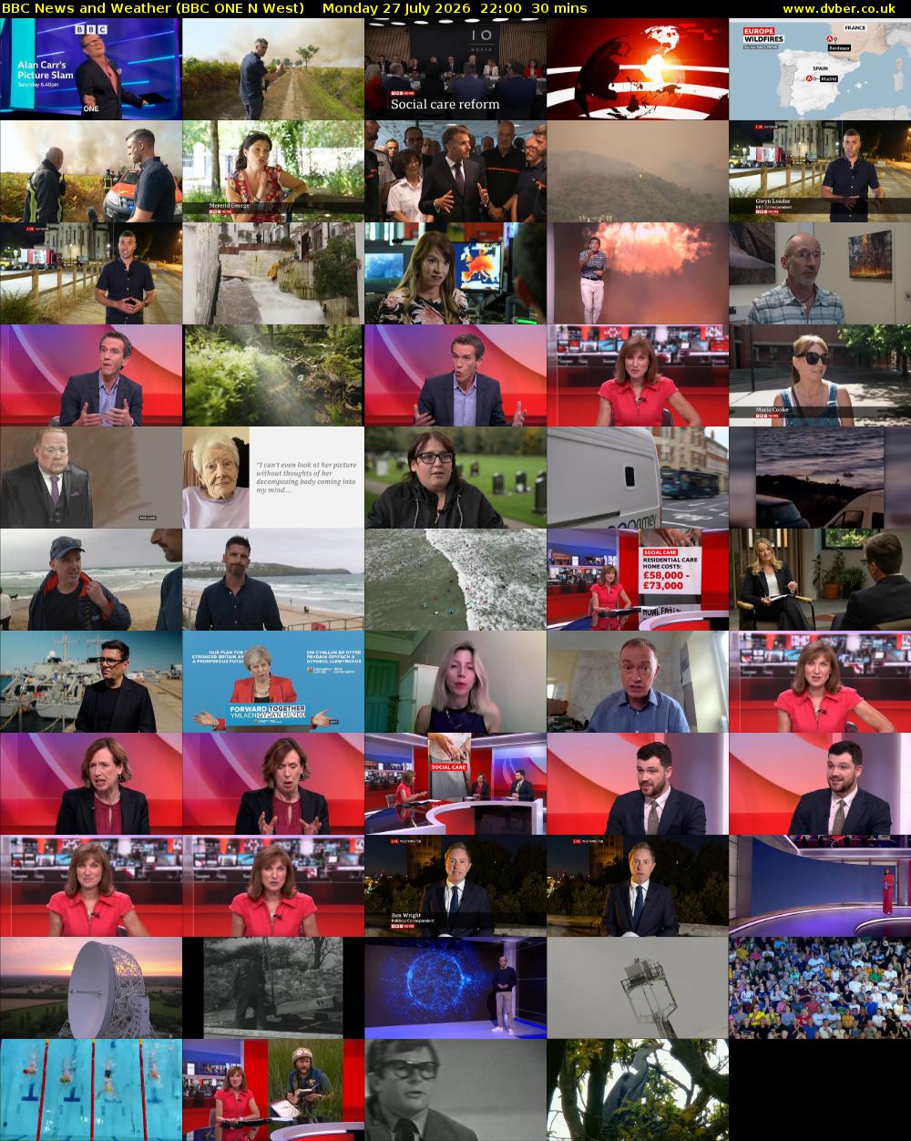 BBC News and Weather (BBC ONE N West) Monday 27 July 2026 22:00 - 22:30